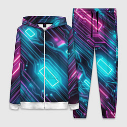 Женский 3D-костюм Неоновый узор киберпанк микросхемы, цвет: 3D-белый