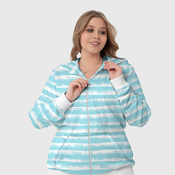 Женский 3D-костюм Бело-голубой полосатый паттерн, цвет: 3D-белый — фото 2