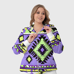 Женский 3D-костюм Геометрический сиренево желтый орнамент ацтеков, цвет: 3D-белый — фото 2