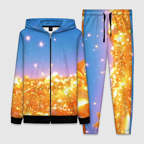 Женский костюм Золотые шарики на голубом фоне / 3D-Черный – фото 1