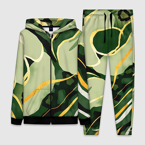 Женский костюм Зеленый природный паттерн / 3D-Черный – фото 1