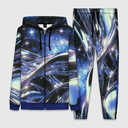 Женский 3D-костюм Закрученные линии и звезды - космическая абстракци, цвет: 3D-синий