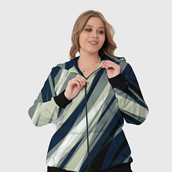 Женский 3D-костюм Синий с оливковым диагональные полосы, цвет: 3D-черный — фото 2