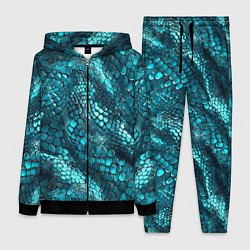 Женский 3D-костюм Бирюзовая чешуя рептилии - абстрактный паттерн, цвет: 3D-черный