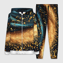 Женский 3D-костюм Золотинки на бирюзовой текстуре, цвет: 3D-белый