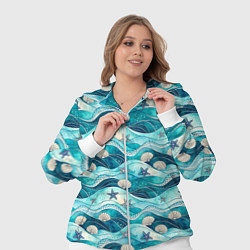 Женский 3D-костюм Летний узор с ракушками и морскими звездами, цвет: 3D-белый — фото 2