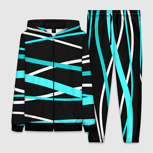 Женский костюм Чёрный с бело-голубыми полосами / 3D-Черный – фото 1