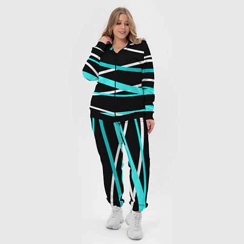 Женский костюм Чёрный с бело-голубыми полосами / 3D-Черный – фото 4