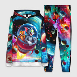 Женский 3D-костюм Том и Джерри летят в ракете - нейроарт, цвет: 3D-белый