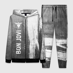 Женский 3D-костюм Bon Jovi - grey gradient по-вертикали, цвет: 3D-черный