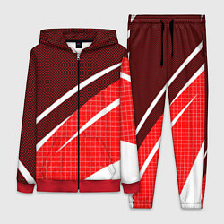 Женский костюм Красно-белый абстрактный с полосами