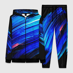 Женский 3D-костюм Синии кисти краски на черном, цвет: 3D-черный