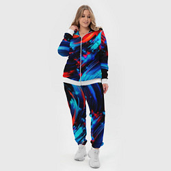 Женский 3D-костюм Синие и красные мазки краски на черном, цвет: 3D-белый — фото 2