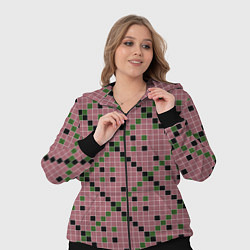 Женский 3D-костюм Коричневая с черным и зеленым плитка, цвет: 3D-черный — фото 2