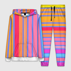 Женский 3D-костюм Теплые цветные полосы, цвет: 3D-белый