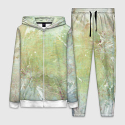 Женский 3D-костюм Абстракция - white waves on green background, цвет: 3D-белый