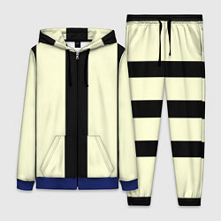 Женский 3D-костюм Color black beige line, цвет: 3D-синий