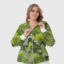 Женский 3D-костюм Мраморный абстрактный паттерн - зеленые и желтые о, цвет: 3D-белый — фото 2