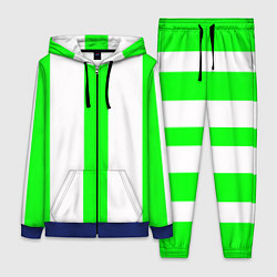 Женский 3D-костюм Color light green white lines, цвет: 3D-синий