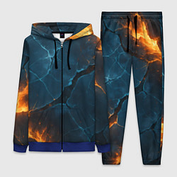 Женский 3D-костюм Разлом плит с огнем, цвет: 3D-синий