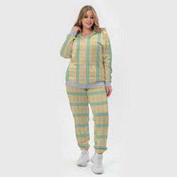 Женский 3D-костюм Color beige cage light blue stripes, цвет: 3D-меланж — фото 2