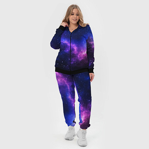 Женский костюм Голубо фиолетовый неоновый космос / 3D-Черный – фото 4