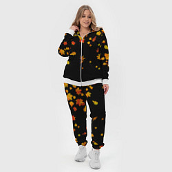 Женский 3D-костюм Осенние листья на черном, цвет: 3D-белый — фото 2