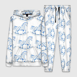 Женский 3D-костюм Лошадка качалка гжель, цвет: 3D-белый