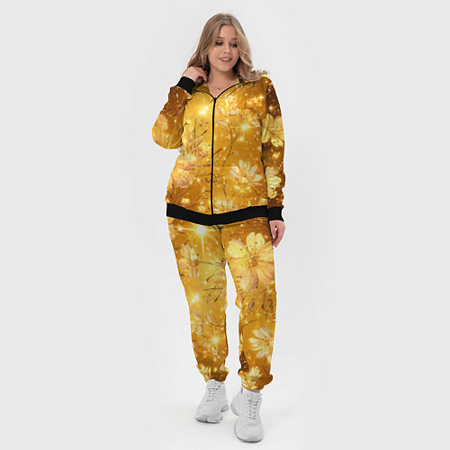 Женский костюм Цветочный золотой с искрами / 3D-Черный – фото 4