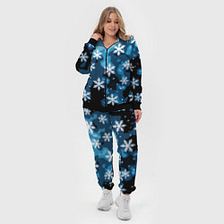 Женский 3D-костюм Стилизованный паттерн со снежинками тёмно-синий, цвет: 3D-черный — фото 2