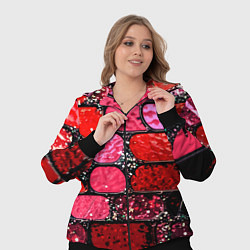 Женский 3D-костюм Рубиновый красный витражные плитки, цвет: 3D-черный — фото 2