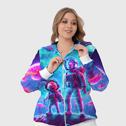 Женский 3D-костюм Космонавты Рик и Морти на планете неоновых грибов, цвет: 3D-белый — фото 2