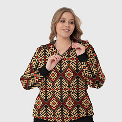 Женский 3D-костюм Славянский вышивной орнамент макошь, цвет: 3D-черный — фото 2