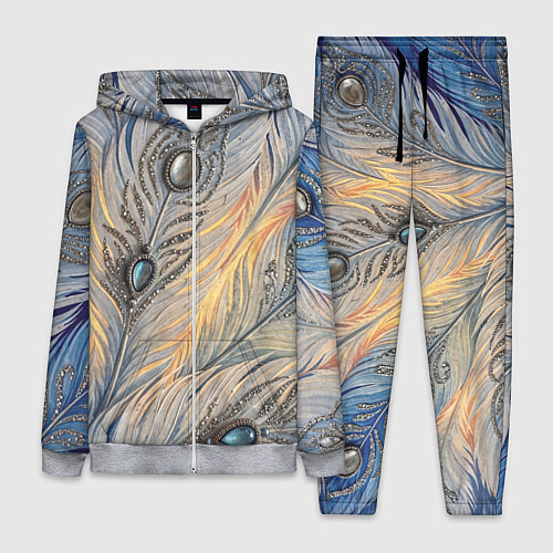 Женский костюм Синие перья с самоцветами / 3D-Меланж – фото 1