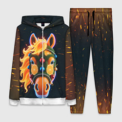 Женский 3D-костюм Новогодняя мандариновая лошадь, цвет: 3D-белый