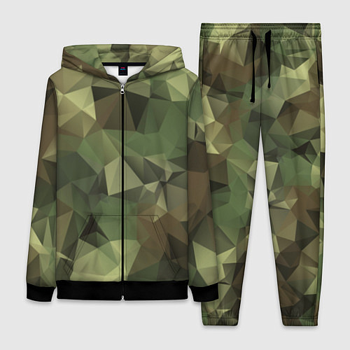 Женский костюм Полигональный камуфляж / 3D-Черный – фото 1