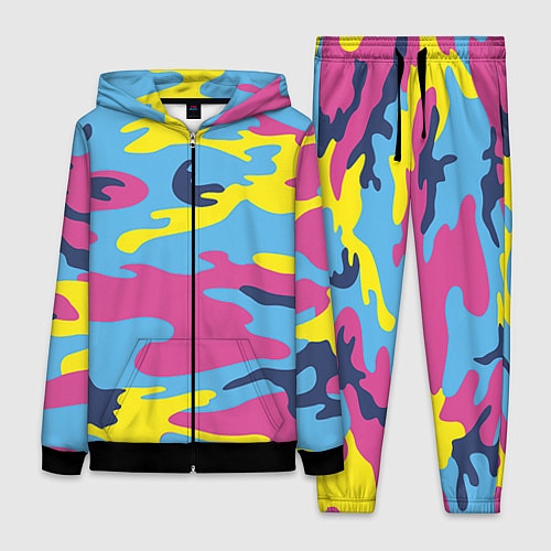 Женский костюм Камуфляж: голубой/розовый/желтый / 3D-Черный – фото 1