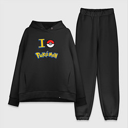 Женский костюм оверсайз Покемон I love pokemon, цвет: черный
