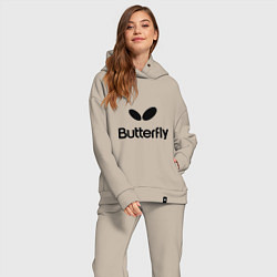 Женский костюм оверсайз Butterfly Logo, цвет: миндальный — фото 2