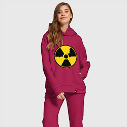 Женский костюм оверсайз Радиоактивность, цвет: маджента — фото 2