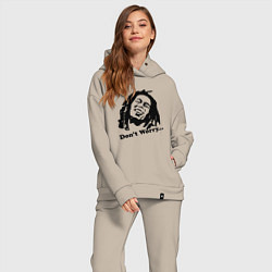 Женский костюм оверсайз Bob Marley: Don't worry, цвет: миндальный — фото 2