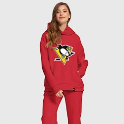 Женский костюм оверсайз Pittsburgh Penguins, цвет: красный — фото 2