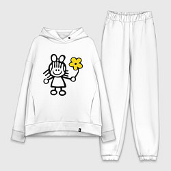 Женский костюм оверсайз Для влюбленных, цвет: белый