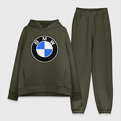 Женский костюм оверсайз Logo BMW, цвет: хаки