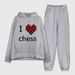 Женский костюм оверсайз I love chess, цвет: меланж