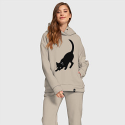 Женский костюм оверсайз ЧернаяБелая кошечка, цвет: миндальный — фото 2