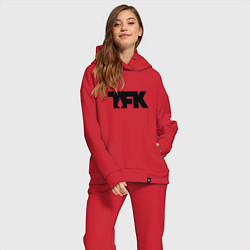 Женский костюм оверсайз TFK: Black Logo, цвет: красный — фото 2