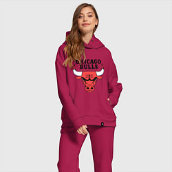 Женский костюм оверсайз Chicago Bulls, цвет: маджента — фото 2