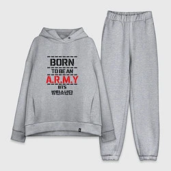 Женский костюм оверсайз Born to be an ARMY BTS, цвет: меланж