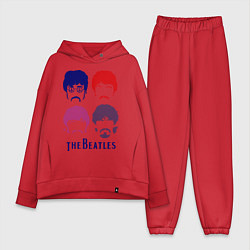 Женский костюм оверсайз The Beatles faces, цвет: красный